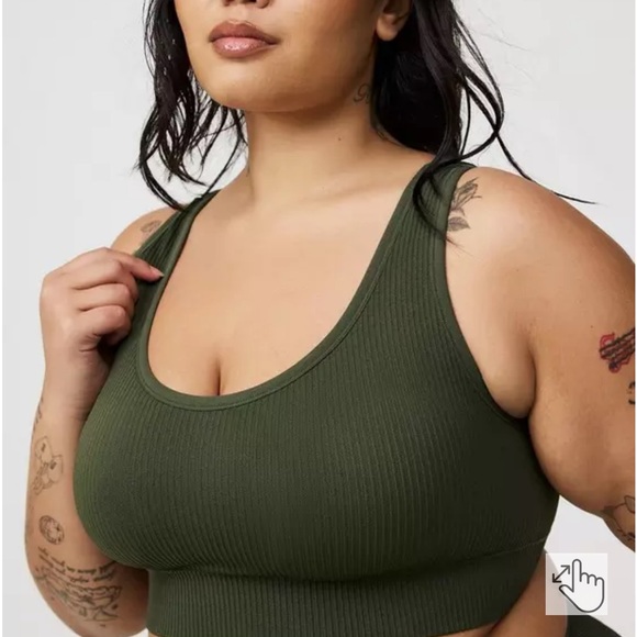 Olive Green Ribbed Sports Bra Torrid 4x Bralette Seamless - Picture 2 of 3